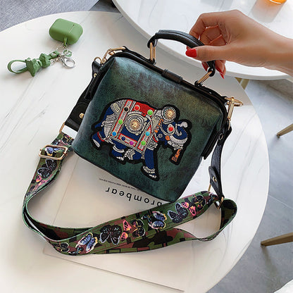 The Elegant Elephant Embroidery Handbag