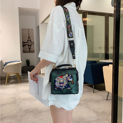 The Elegant Elephant Embroidery Handbag