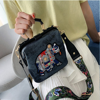 The Elegant Elephant Embroidery Handbag