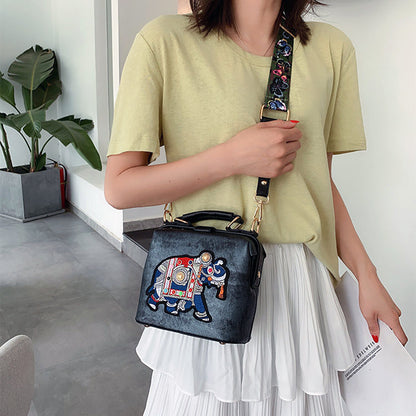 The Elegant Elephant Embroidery Handbag