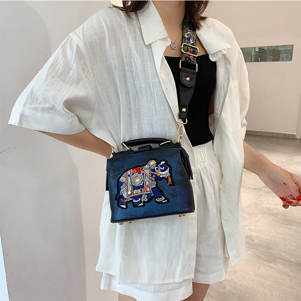 The Elegant Elephant Embroidery Handbag