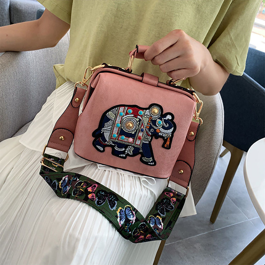 The Elegant Elephant Embroidery Handbag