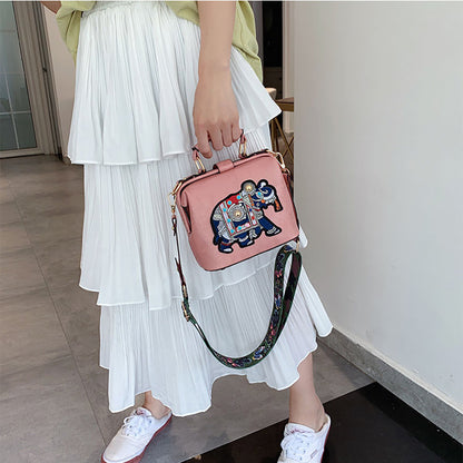 The Elegant Elephant Embroidery Handbag