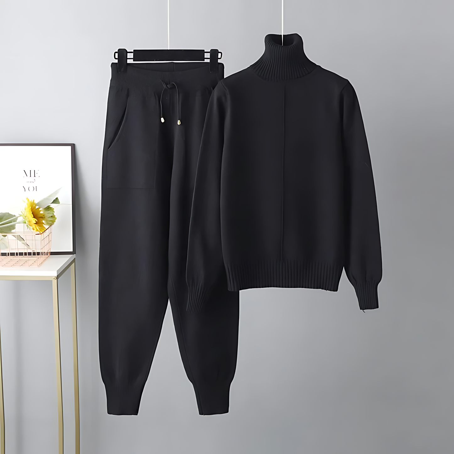 Turtleneck Top & Lounge Pants Set