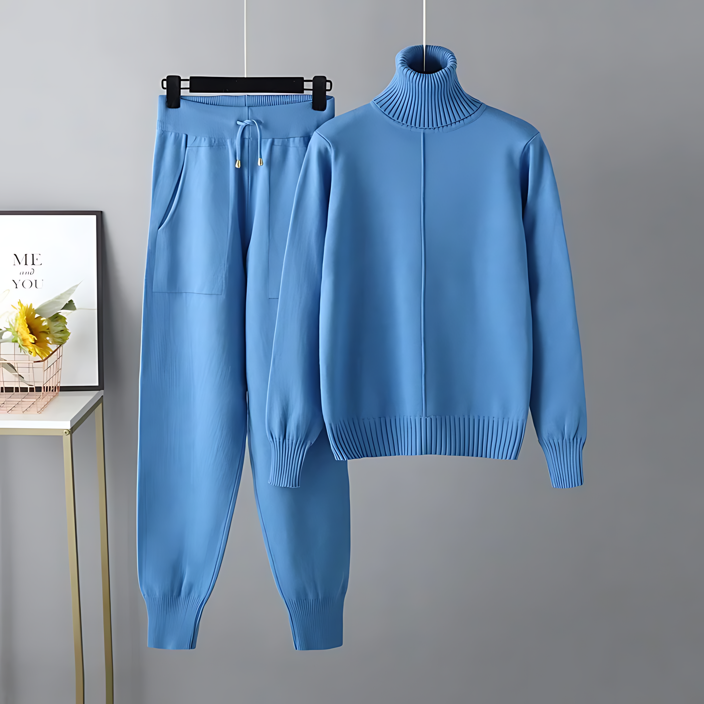 Turtleneck Top & Lounge Pants Set