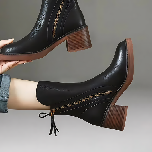 Classic Retro Heeled Ankle Boots