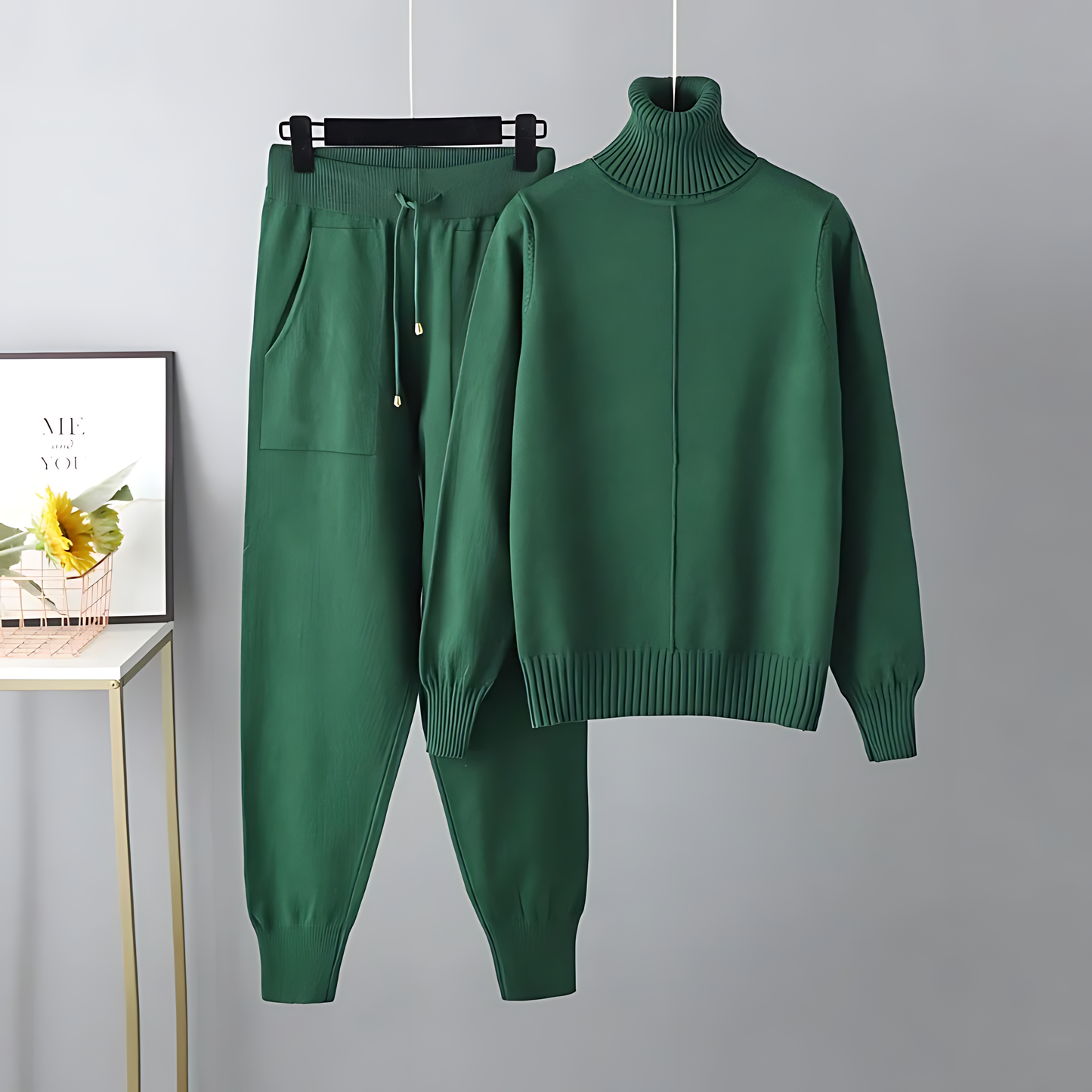 Turtleneck Top & Lounge Pants Set