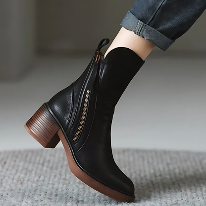 Classic Retro Heeled Ankle Boots