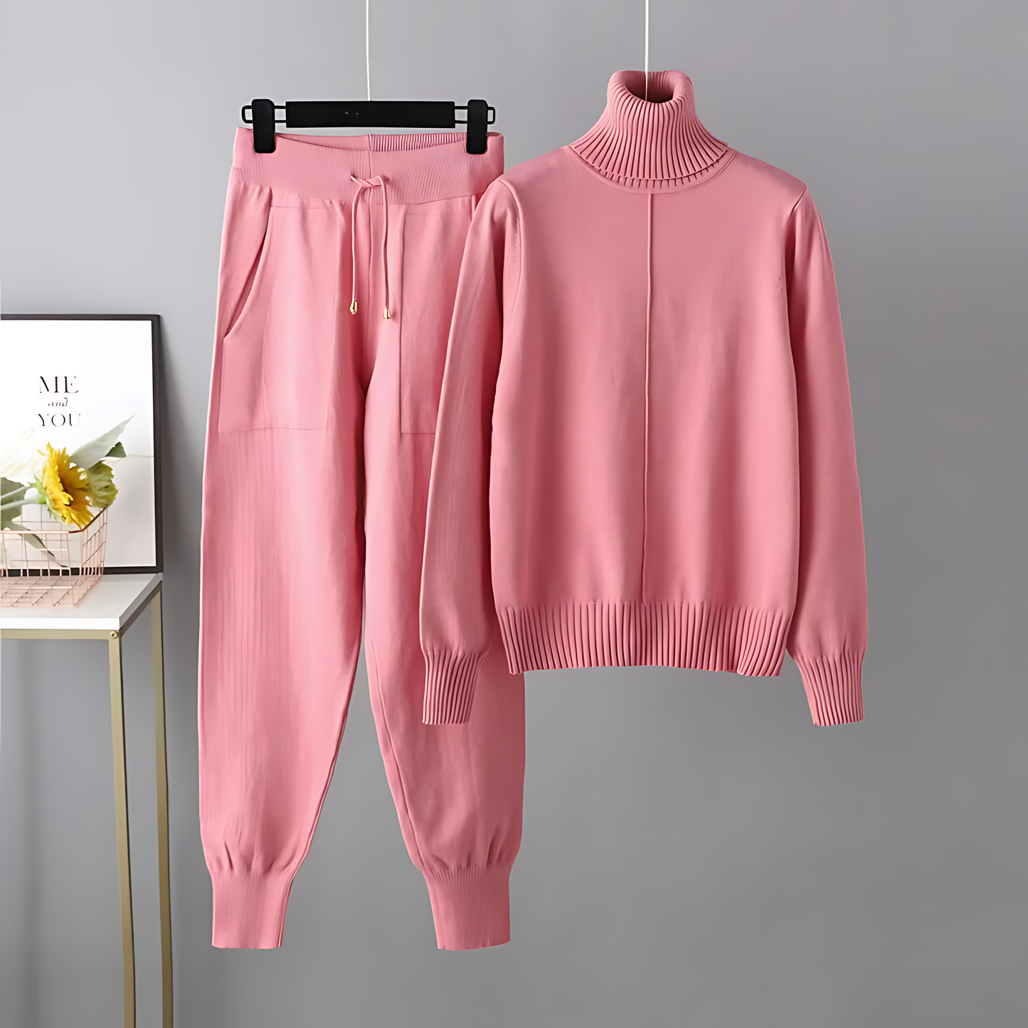 Turtleneck Top & Lounge Pants Set