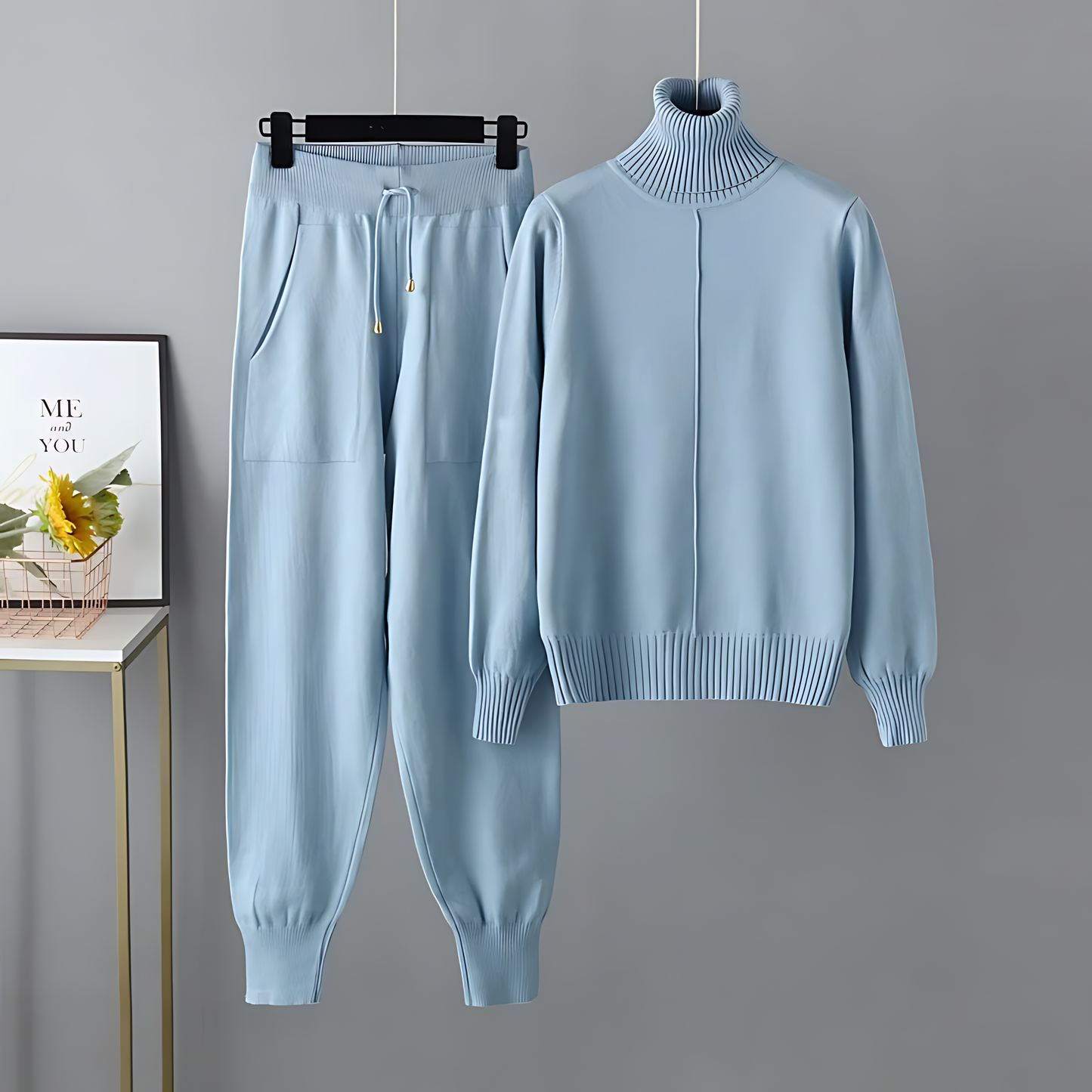 Turtleneck Top & Lounge Pants Set