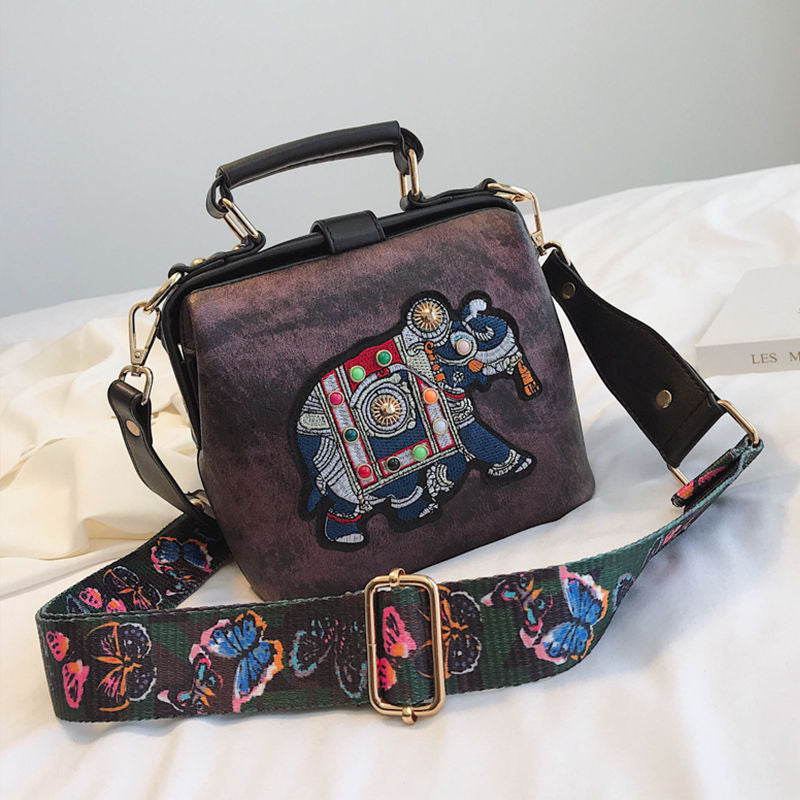 The Elegant Elephant Embroidery Handbag