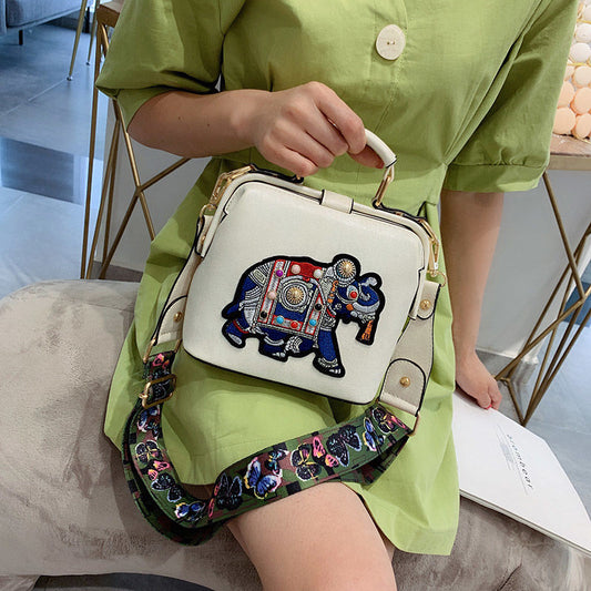 The Elegant Elephant Embroidery Handbag